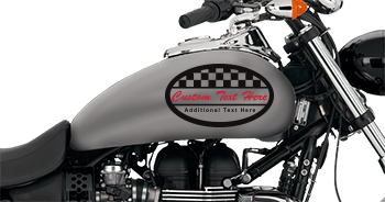 Click or Tap to View, Customize and Purchase Checkered Oval Gas Tank Decals Image of Checkered Oval Gas Tank Decals