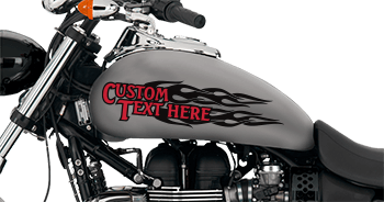 Click or Tap to View, Customize and Purchase Flaming Text Outline Gas Tank Decals Image of Flaming Text Outline Gas Tank Decals