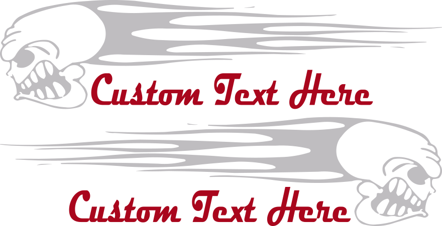 Motorcycle Flaming Skull FS2 Gas Tank Decals Design Image
