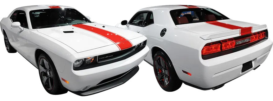 2008-2014 Challenger Redline Rally Racing Stripes Kit on vehicle image.