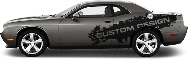 2015-2023 Challenger Drag Pack Splatter Stripes on vehicle image.