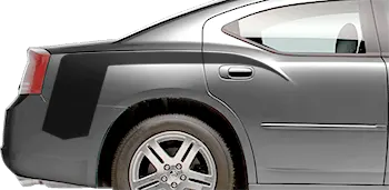 Image of Rear Quarter Super Hockey Stinger Stripes on the 2006 Dodge Charger