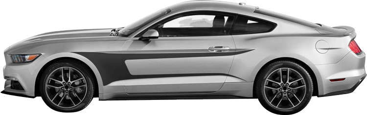 2015-2026 Mustang Side Forked Tongue Stripes on vehicle image.